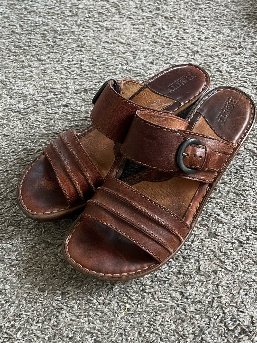 Born Azia Wedge Sandals Leather Buckle Earthcore Earthy Boho Chic Size 9